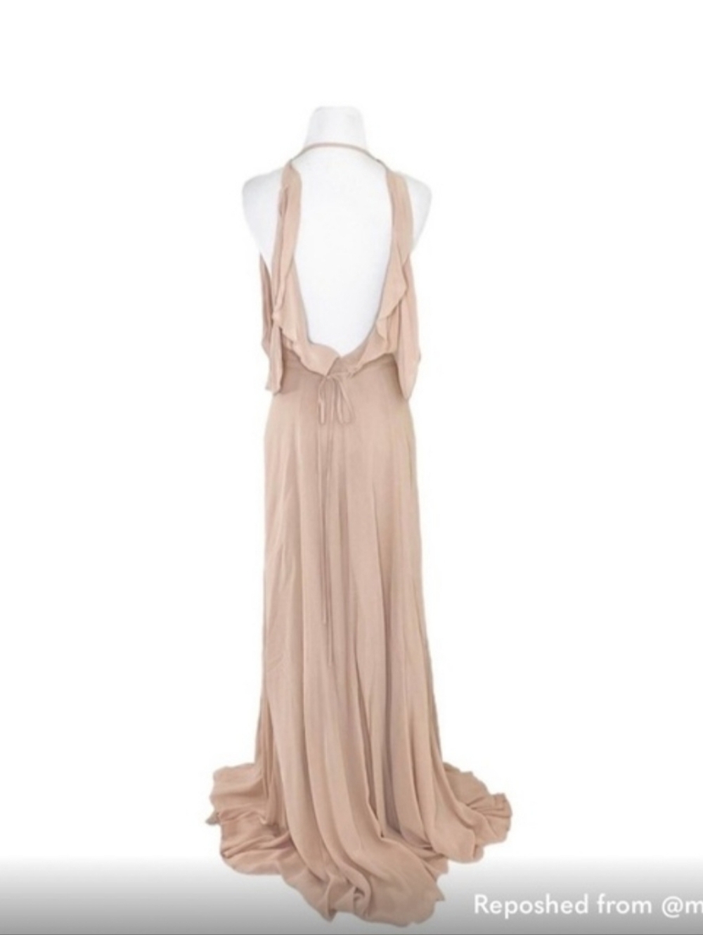 Reformation Tan Ruffle Deep-V Maxi Dress - Picture 5 of 6